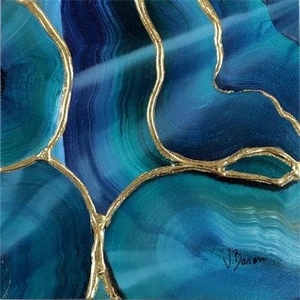 Painting Kintsugi malachite by Baroni Victor | Painting Abstract Mixed