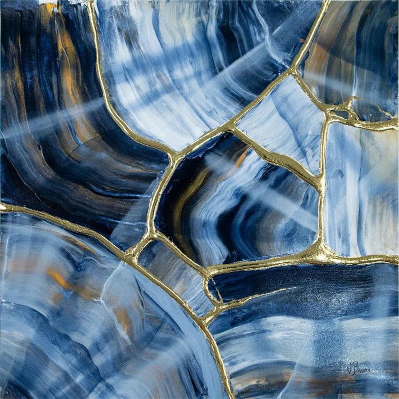 Painting Apatite kintsugi by Baroni Victor | Painting Abstract Mixed