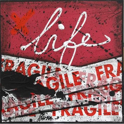Painting Fragile Life (framboise) by Costa Sophie | Painting Pop art Mixed Pop icons
