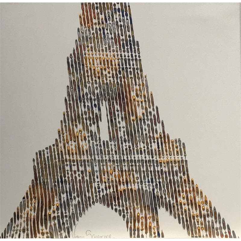 Peinture La Tour Eiffel par Schroeder Virginie | Tableau Figuratif Mixte icones Pop