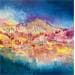 Peinture Le vent sur la colline par Levesque Emmanuelle | Tableau Abstrait Urbain Huile