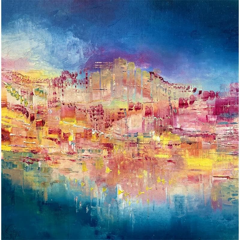 Gemälde Le vent sur la colline von Levesque Emmanuelle | Gemälde Abstrakt Urban Öl