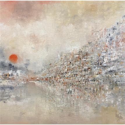 Painting La lune nous regarde by Levesque Emmanuelle | Painting Abstract Oil Urban