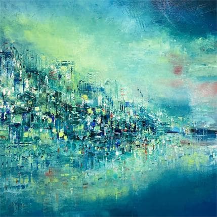Painting Sur l'autre rive by Levesque Emmanuelle | Painting Abstract Oil Urban