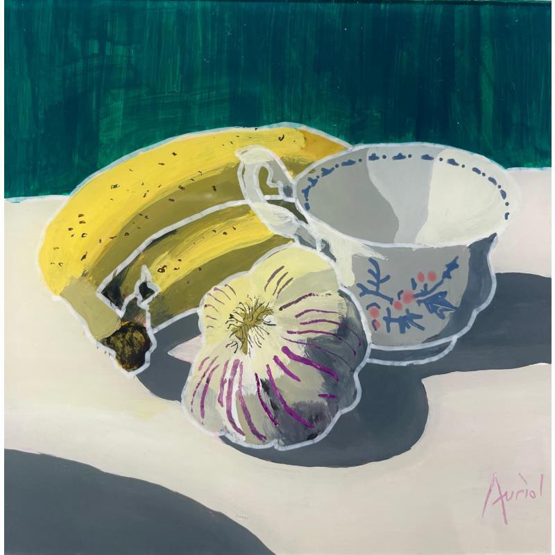 Peinture Les bananes et l'ail par Auriol Philippe | Tableau Plexiglas Acrylique Posca