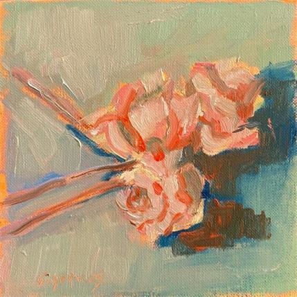 Painting 3 ROSES by Morales Géraldine | Painting Figurative Oil still-life