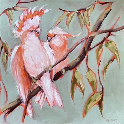 Painting CACATOES by Morales Géraldine | Painting Figurative Oil Animals