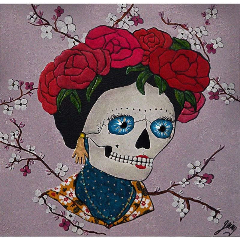 Peinture el jardin de Frida  par Geiry | Tableau Figuratif Mixte Portraits