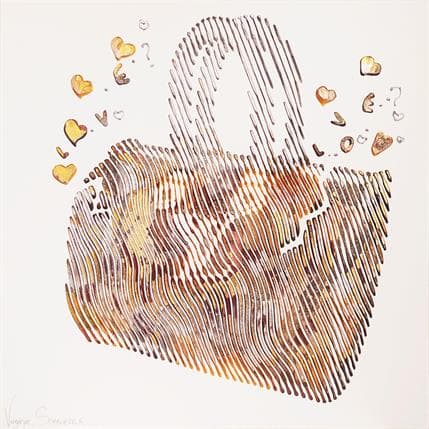 Painting Vuitton love bag explosion by Schroeder Virginie | Painting Raw art Mixed Portrait