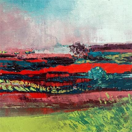 Painting Les champs rouges by Levesque Emmanuelle | Painting Figurative Oil Landscapes