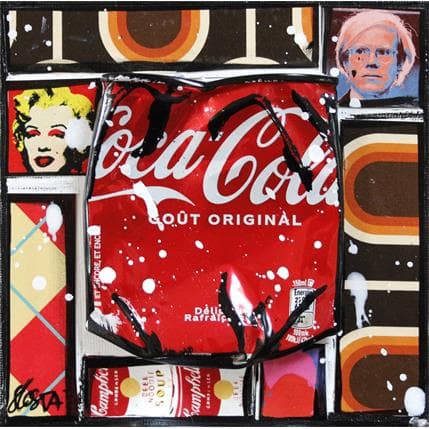 Peinture Pop & vintage coke par Costa Sophie | Tableau Pop Art Mixte icones Pop