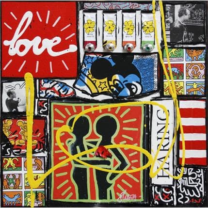 Peinture Tribute to Keith Haring ! par Costa Sophie | Tableau Pop Art Mixte icones Pop