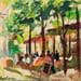 Peinture Café la Sorbonne par Novokhatska Olga | Tableau Figuratif Huile Vues urbaines