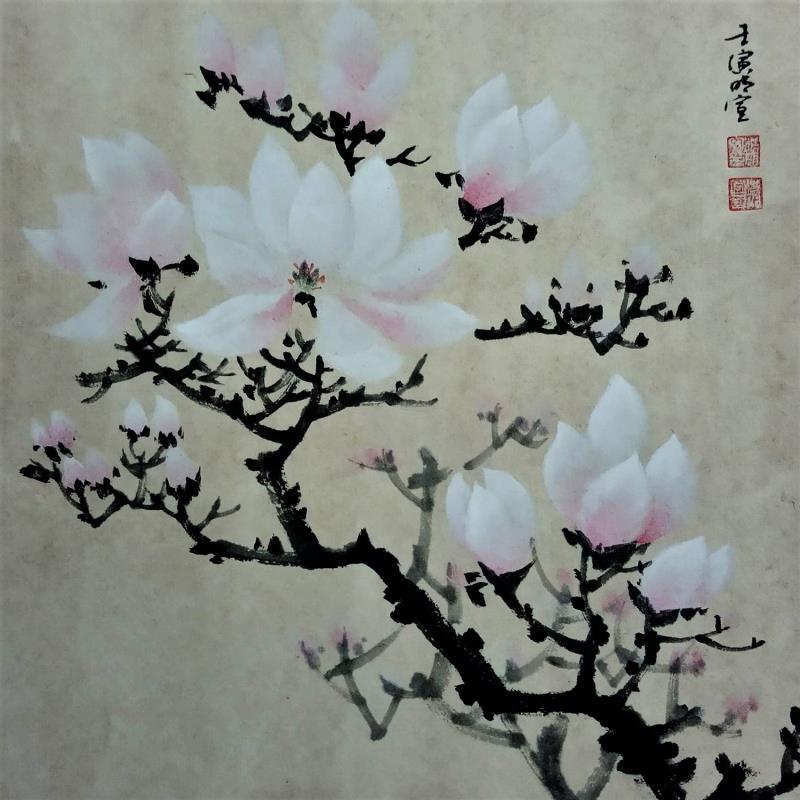 Peinture Yulan par Du Mingxuan | Tableau Figuratif Paysages Aquarelle