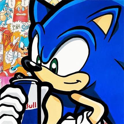 Peinture Sonic par Kalo | Tableau Pop Art Mixte animaux