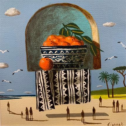 Painting Coupe d'oranges by Lionnet Pascal | Painting Surrealist Acrylic still-life, Landscapes