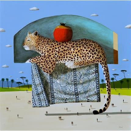 Painting Léopard à la grenade by Lionnet Pascal | Painting Surrealist Acrylic Animals