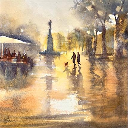 Painting Dog walk in Old town by Jones Henry | Painting  Watercolor Pop icons