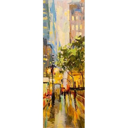 Painting New York après la pluie   by Novokhatska Olga | Painting Illustrative Oil Landscapes, Urban