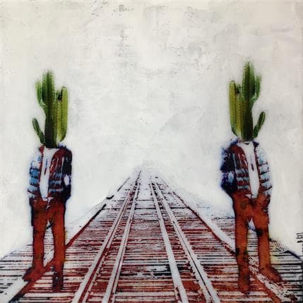 Painting Los dos cactus 3 by Bofill Laura | Painting Surrealist Mixed