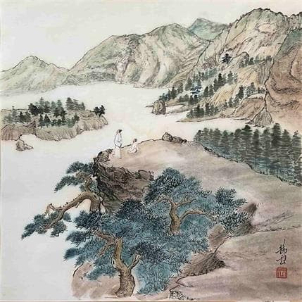 Painting Point de vue by Tayun | Painting Raw art Watercolor Landscapes