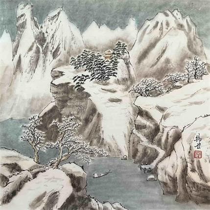 Peinture Quatre saisons : Hiver par Tayun | Tableau Figuratif Encre Paysages