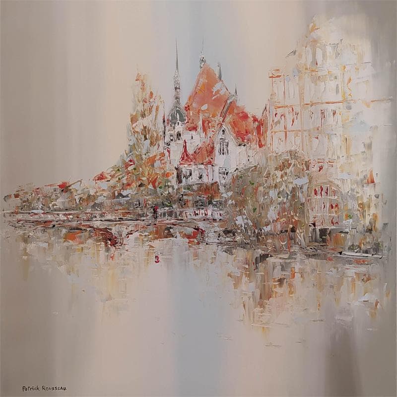 Painting D'une rive à l'autre by Rousseau Patrick | Painting Figurative Landscapes Urban Oil