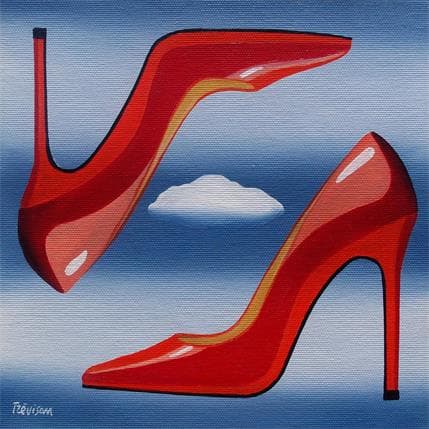 Painting Woman in red by Trevisan Carlo | Painting Surrealist Acrylic