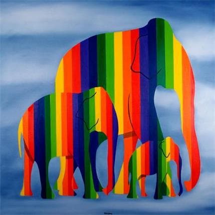 Painting family by Trevisan Carlo | Painting Surrealist Oil Animals