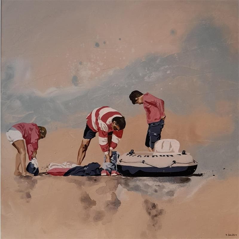 Painting Préparation de baignade by Sand | Painting Figurative Acrylic Life style