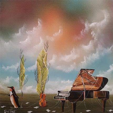 Painting Le symphoniste by Valot Lionel | Painting Surrealist Acrylic Animals, Landscapes