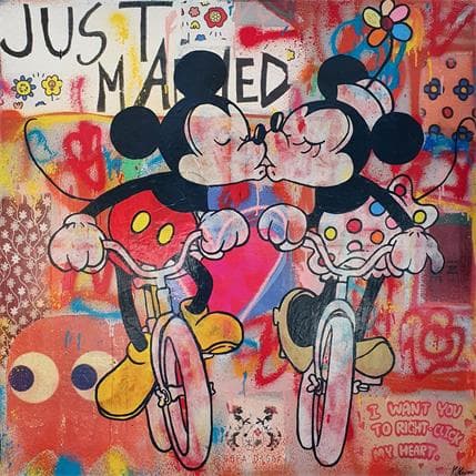 Painting Just married by Kikayou | Painting Pop art Mixed Pop icons