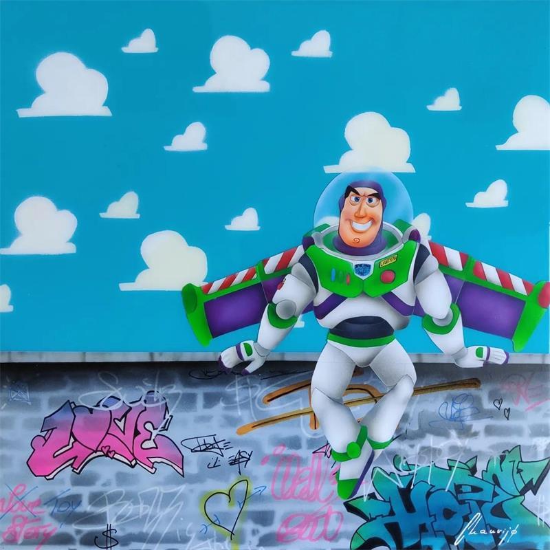 Painting Faire le Buzz by Chauvijo | Painting Figurative Pop icons Graffiti Acrylic Resin