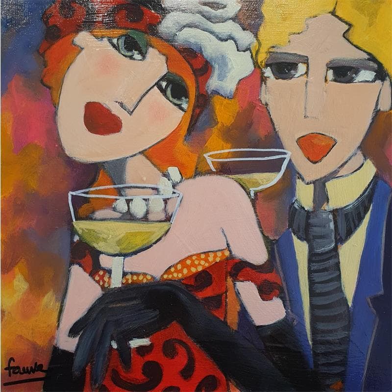 Painting Glamour by Fauve | Painting Figurative Acrylic, Wood Life style, Portrait