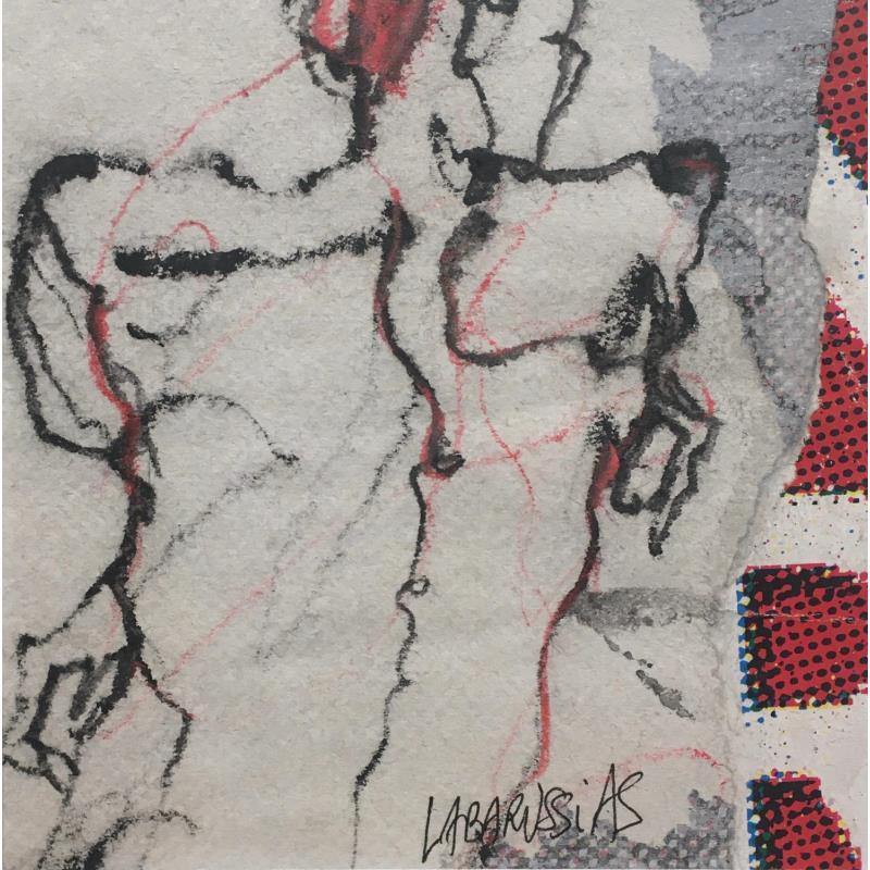 Painting Ligne rouge 1 by Labarussias | Painting Figurative Nude Gluing