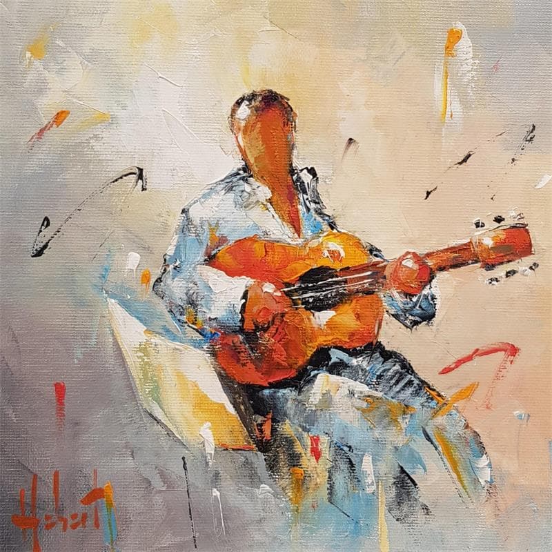 Painting Guitariste by Hébert Franck | Painting Oil