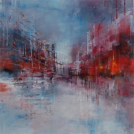 Painting Brouillard de ville by Levesque Emmanuelle | Painting Abstract Oil Urban