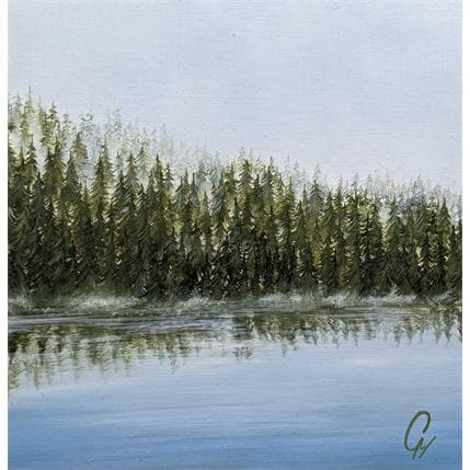 Gemälde Sur le reflet de l'eau von Pressac Clémence | Gemälde Figurativ Öl Landschaften, Pop-Ikonen