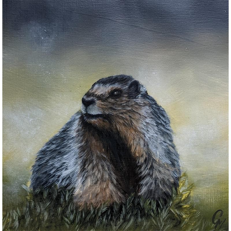 Gemälde Marmotte von Pressac Clémence | Gemälde Figurativ Tiere Öl