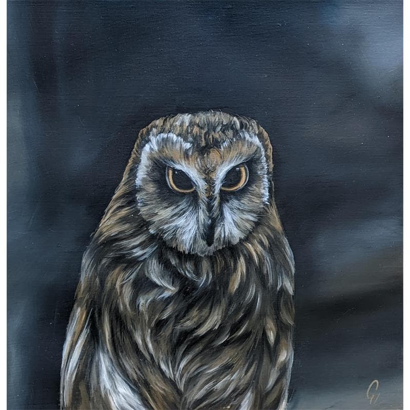Painting Le hibou by Pressac Clémence | Painting Figurative Acrylic Animals