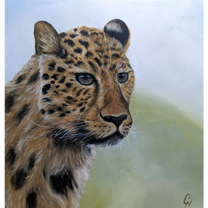 Painting Léopard by Pressac Clémence | Painting Figurative Animals Oil