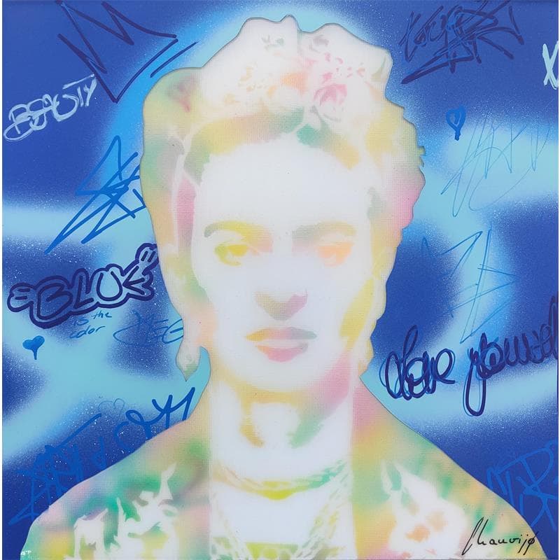 Gemälde Frida color von Chauvijo | Gemälde Figurativ Pop-Ikonen Graffiti Acryl Harz