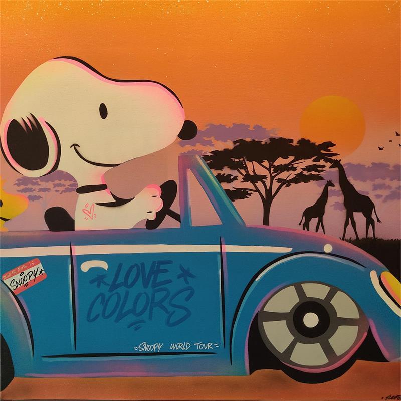 Painting Snoopy Tanzanie by Kedarone | Painting Street art Graffiti Mixed Pop icons