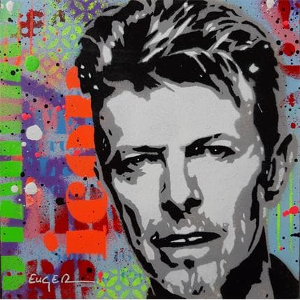 Peinture David Bowie par Euger Philippe | Tableau Pop Art Mixte icones Pop