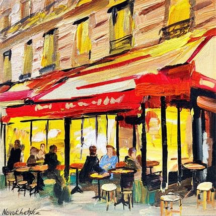 Painting Bar parisien by Novokhatska Olga | Painting Figurative Oil Urban