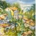 Gemälde Gordes Provence von Volynskih Mariya  | Gemälde Figurativ Landschaften Natur Architektur Aquarell