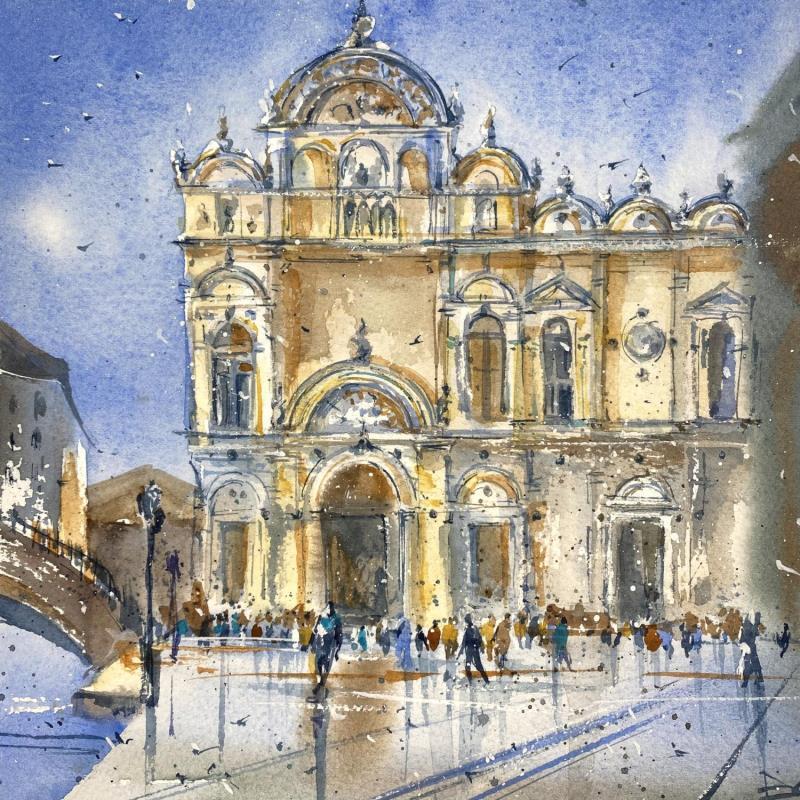 Peinture Scuola San Marco par Volynskih Mariya  | Tableau Figuratif Paysages Urbain Architecture Aquarelle