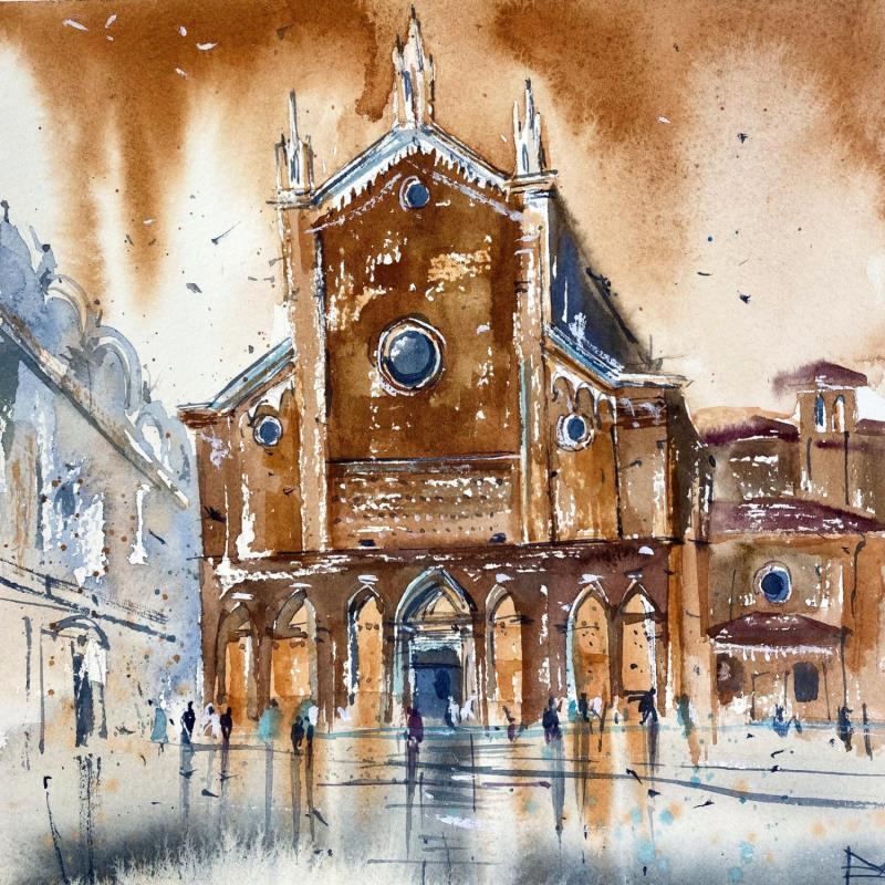 Painting Santi Giovanni e Paolo cathedral by Volynskih Mariya  | Painting Figurative Landscapes Urban Architecture Watercolor