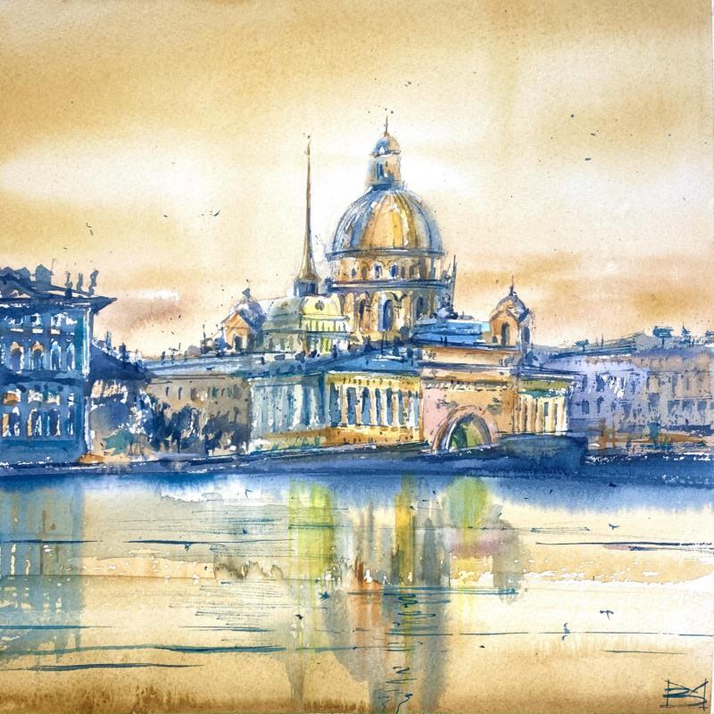 Painting Evening in St Petersburg by Volynskih Mariya  | Painting Figurative Watercolor Architecture, Landscapes, Urban