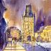 Gemälde Powder tower von Volynskih Mariya  | Gemälde Figurativ Landschaften Urban Architektur Aquarell